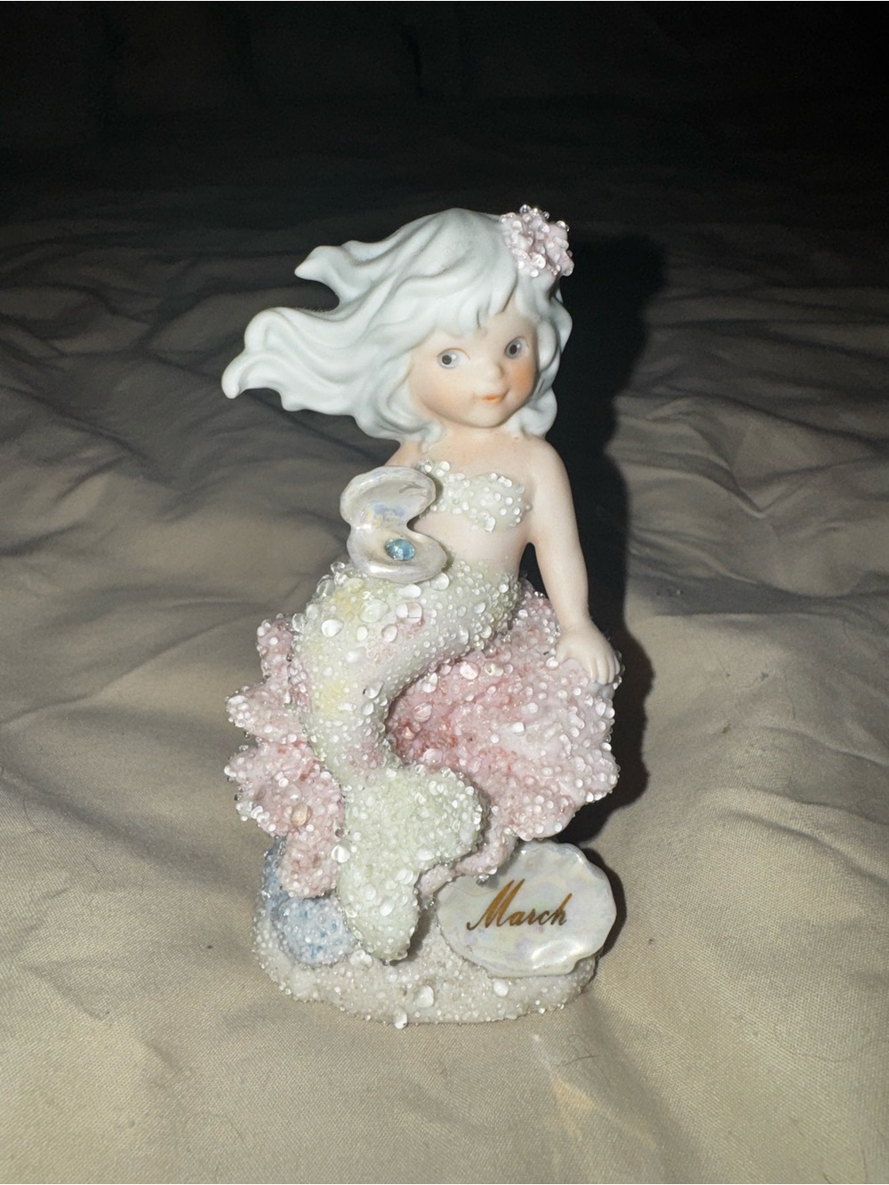 Enesco Pastel Pink and White March Mermaid Figurine